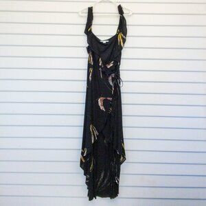 O'Neill Black Tropical Ruffle Wrap Maxi Dress – Size Small Resort Style
